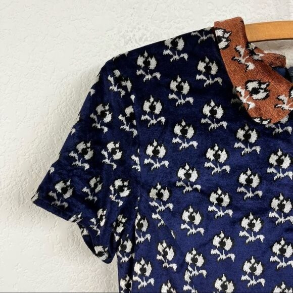 Opening Ceremony Floral Peter Pan Velvet Colorblock Dress - Picture 3 of 8